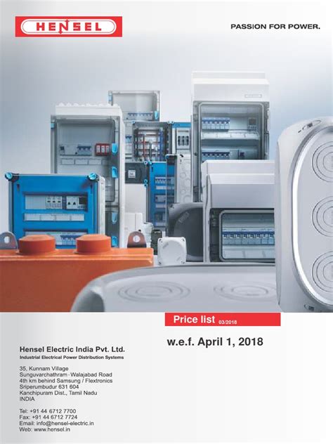 Hensel Price List 2018 